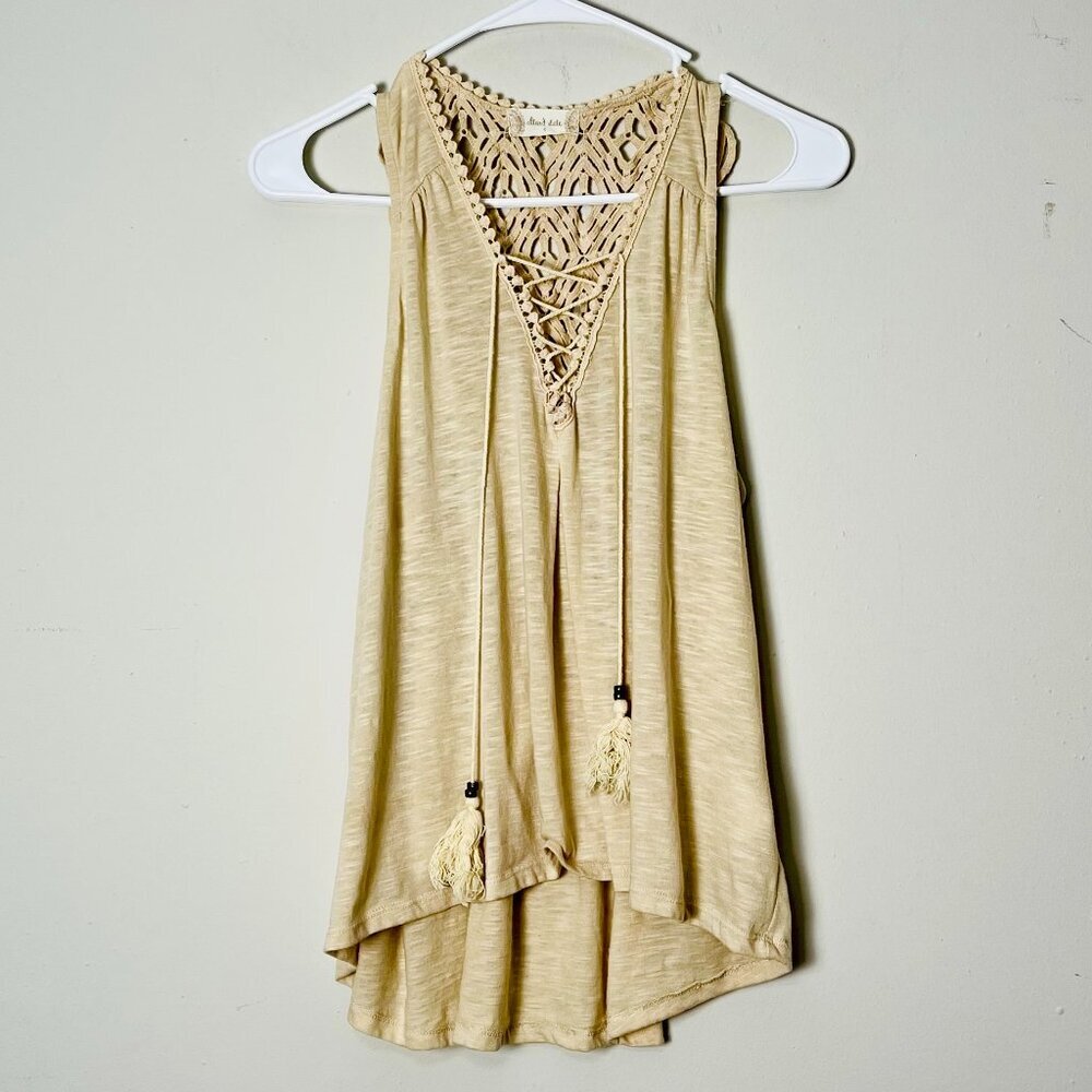 Altard State Crochet Tank Top Women's Small Cream Tunic Sleeveless Boho Festival
